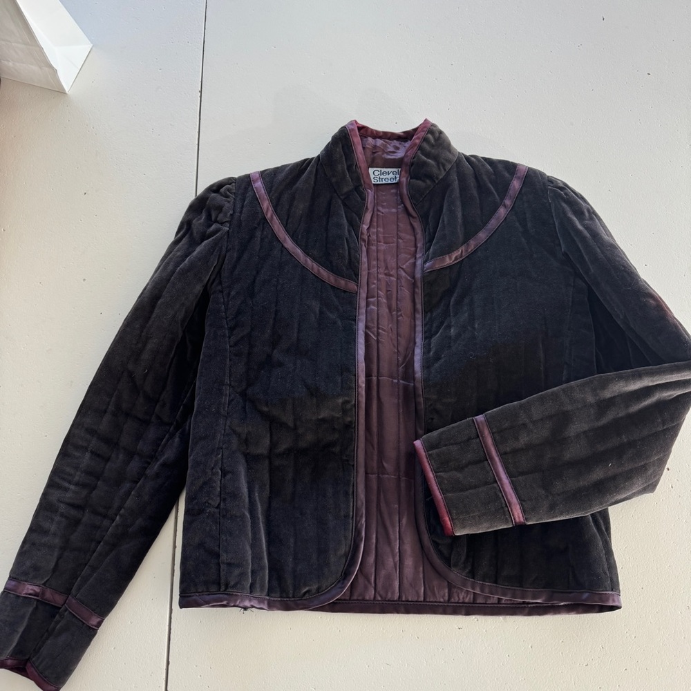 Vintage Brown Velvet with Purple Satin Lining Cleveland Street NY Short Jacket